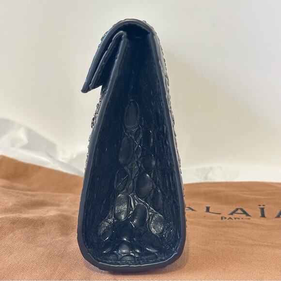 Alaia Crocodile Embossed Studded Leather Pochette Clutch Bag - Picture 3 of 10